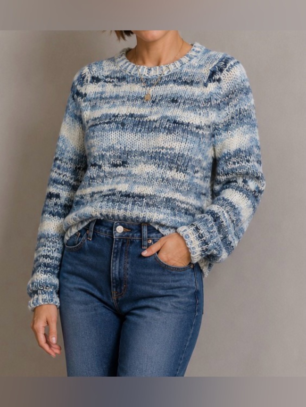 Sweater Cable Knit Blue Wild Fable Crop Winter Fuzzy Cozy Warm Vintage Chunky - Picture 1 of 11